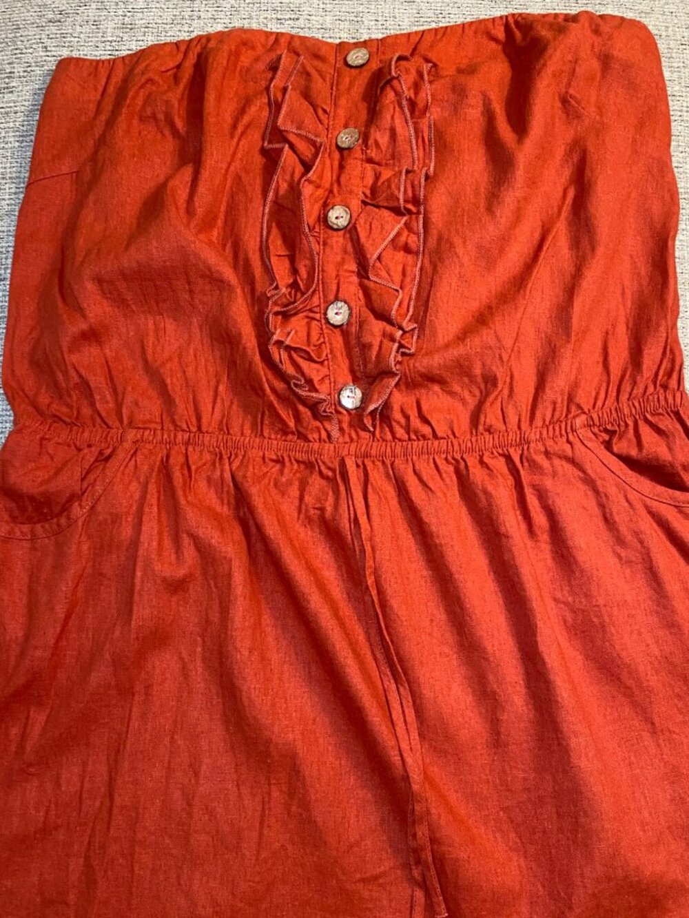 NWT Fashion to Figure Rust Strapless Linen Ruffle Dress Size 1X